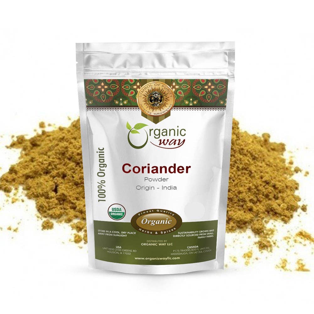 Organic Way LLC - Wholesale Herbs - Premium Coriander Powder (Coriandrum sativum) - Adds Flavour & Aroma | Kosher Certified | Vegan, Non GMO & Gluten Free | USDA Certified | Origin - India
