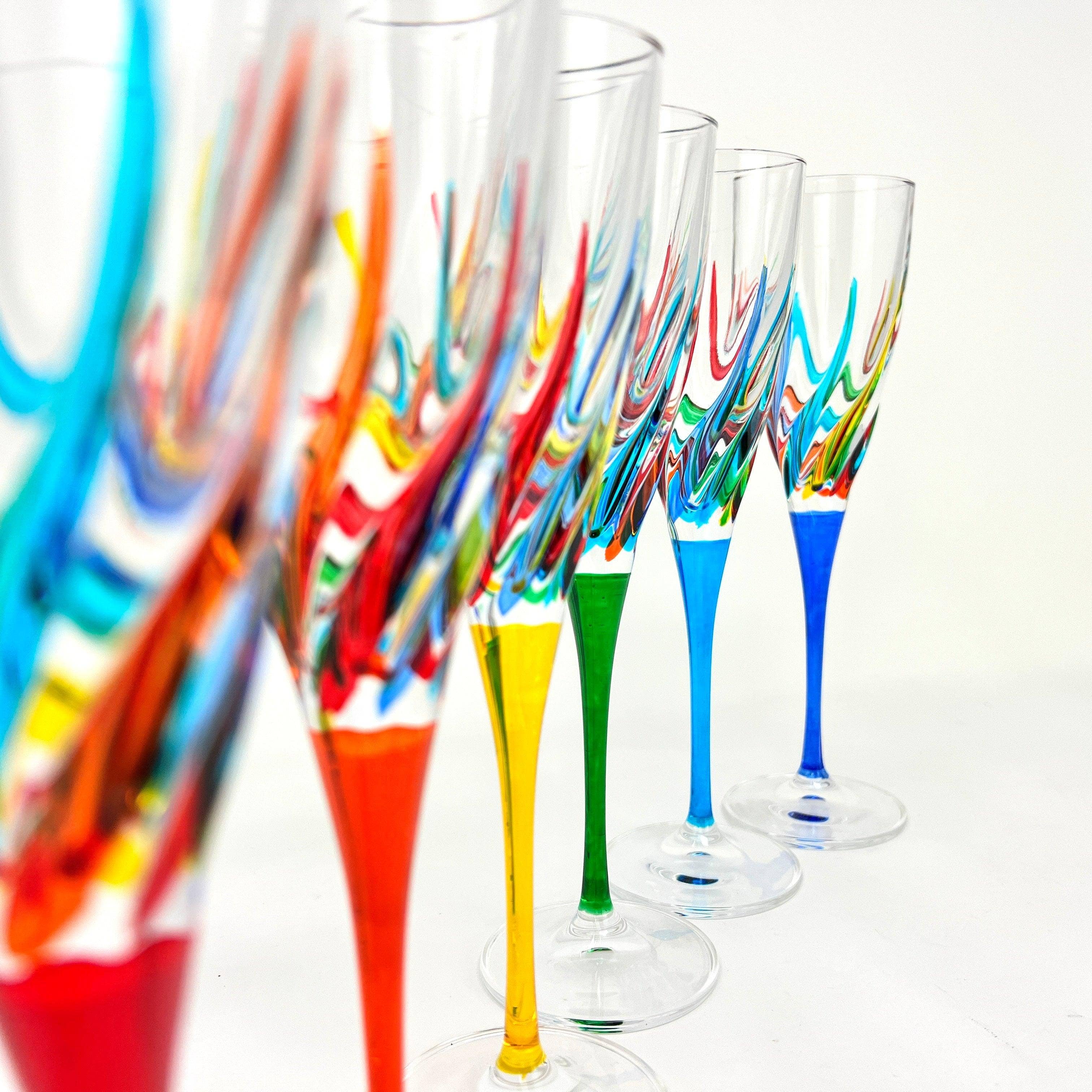 Via Graceffo - Vendita all'ingrosso Flute da champagne - Set di 2 Flûte da Champagne Trix, Cristallo Italiano Dipinto a Mano6