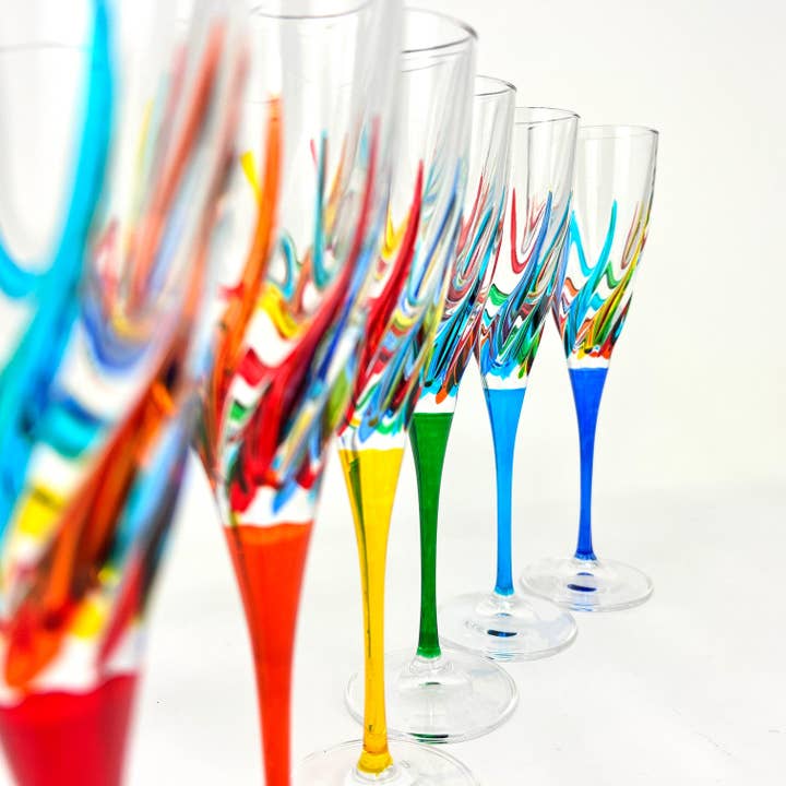 Via Graceffo - Vendita all'ingrosso Flute da champagne - Set di 2 Flûte da Champagne Trix, Cristallo Italiano Dipinto a Mano6