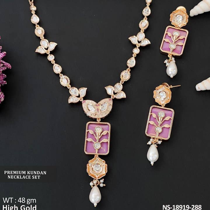 Gulbahaar Grace – Premium Kundan Necklace Set for wholesale by Vinnis Jewelry