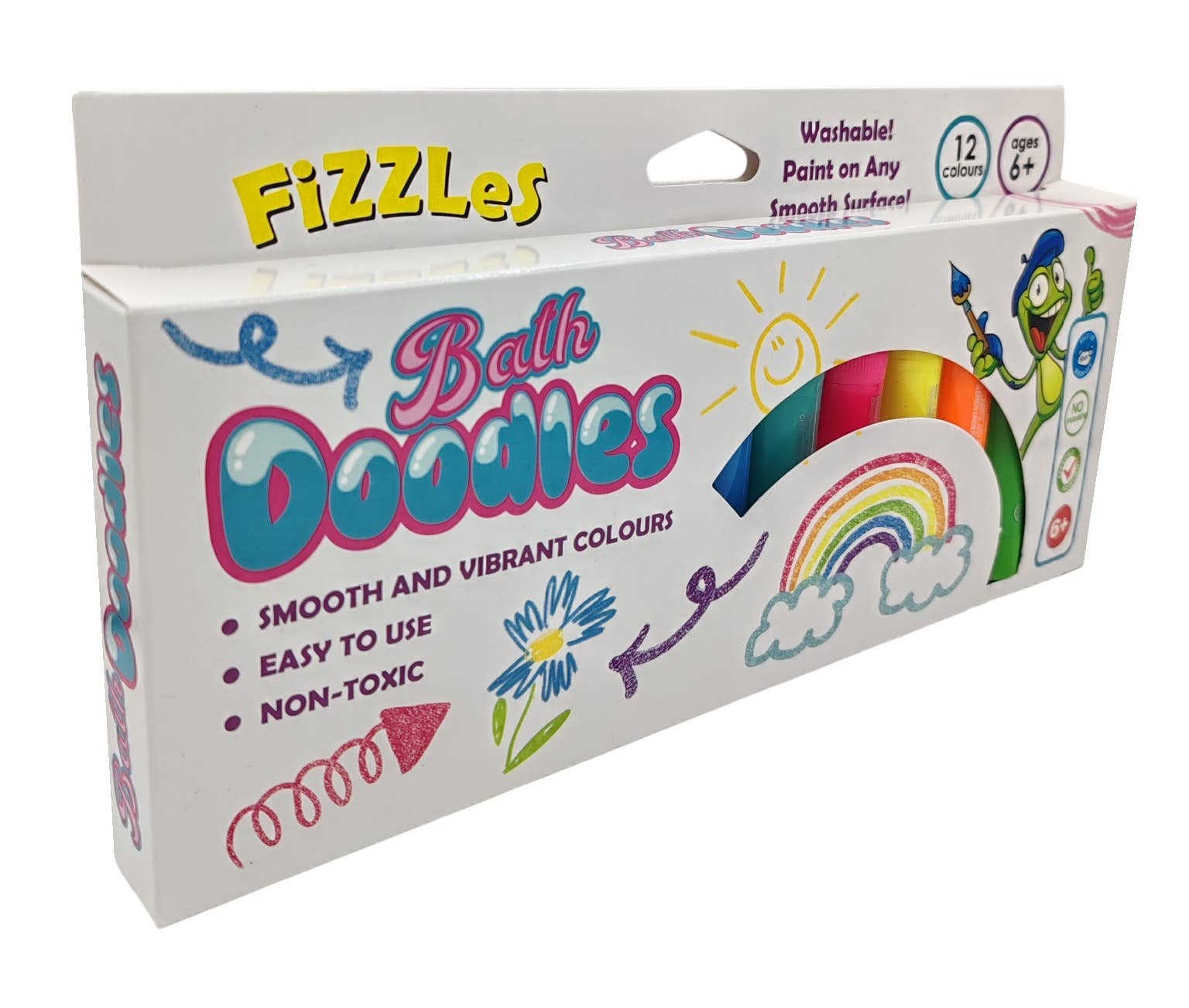 Afri-Imports - Vente Crayon – enfant et bébé - FiZZLeS Doodles de Bain - Peinture Lavable pour le Bain - 12 Couleurs3