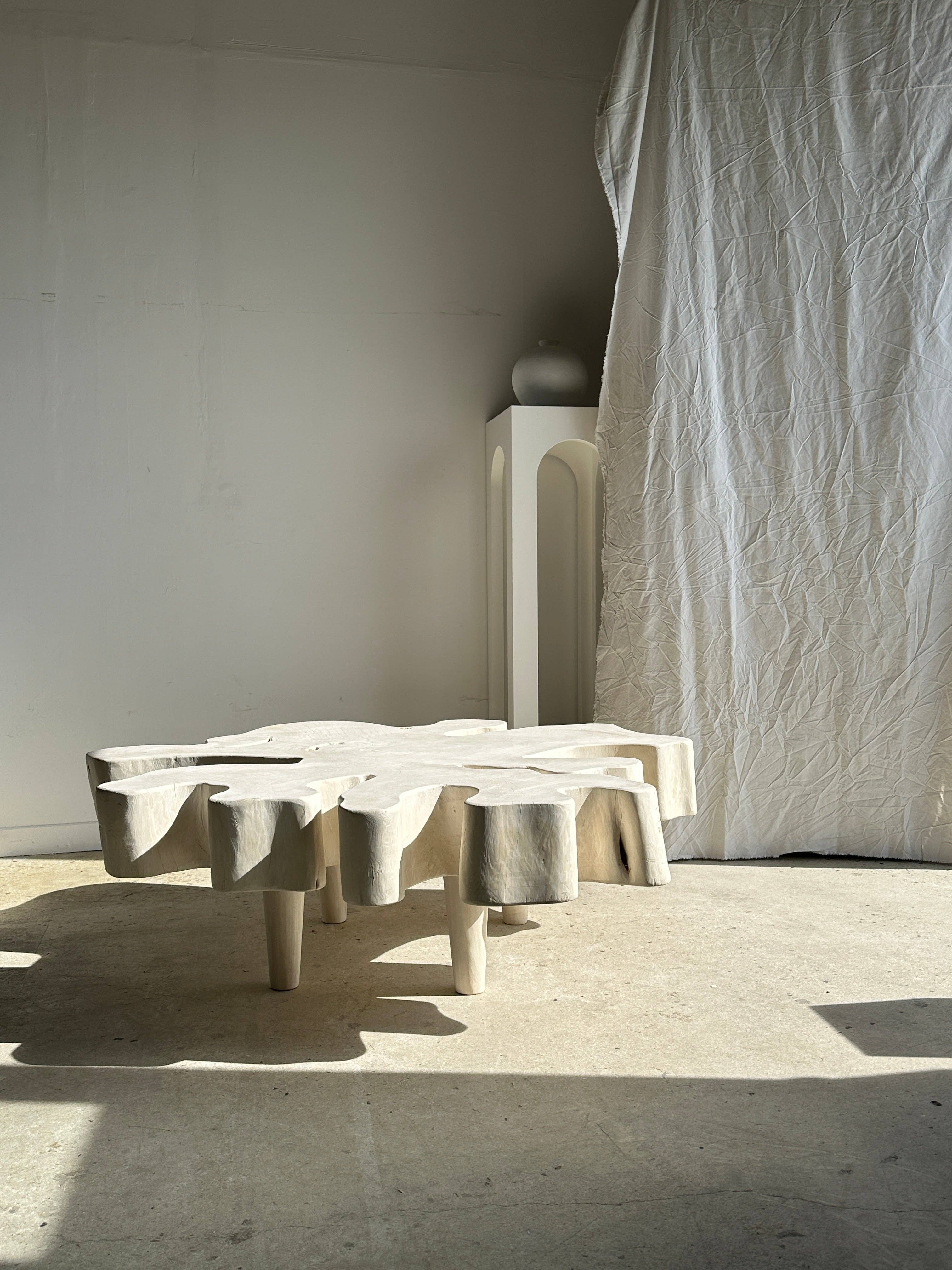 Office Objets - Wholesale Coffee Table - Very large coffee table in bleached mango wood with organic top D:140cm30