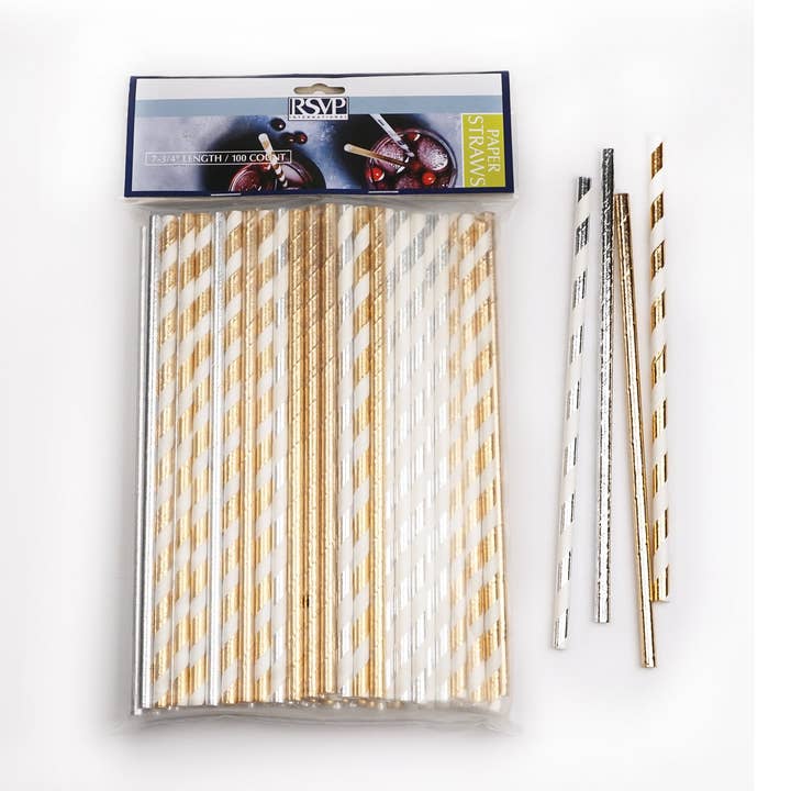 Paper Straw - Metallic - 100 Ct for wholesale by RSVP International