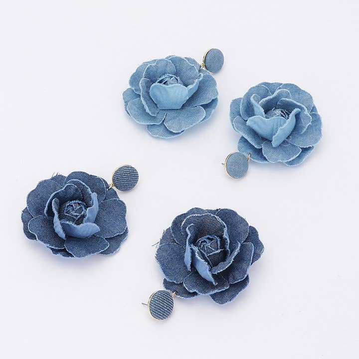 Denim-Blumen-Ohrring für den Großhandel von 3AM BY H&D ACCESSORIES