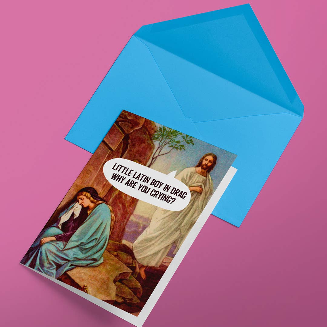 Squirrel Friend Gifts - Vendita all'ingrosso Biglietti di auguri generici - Ragazzino Latino in Drag - Carta Pop Culture/Pasqua3