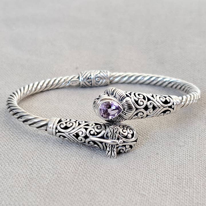 Amethyst Dragonfly.925 Sterling Silver Bracelet from Bali for wholesale by Dalfiya