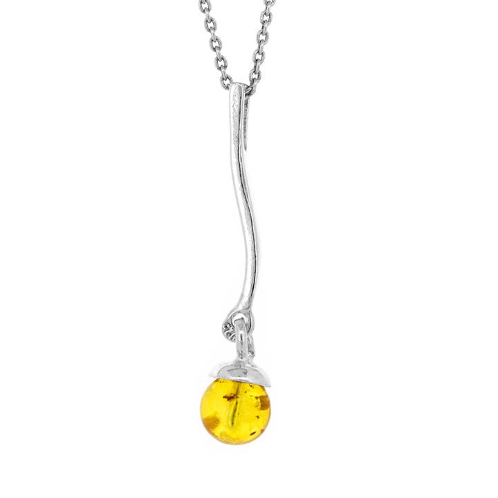 Lemon Amber hanger met 18" sporenketting en presentatie bo voor wholesale door Nova Silver