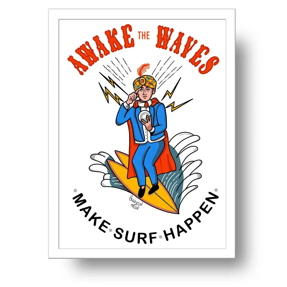 Multi-farvet Få Surf Happen til at vække bølgerne Mentalistisk tryk af buenas o for engroshandel på Faire0