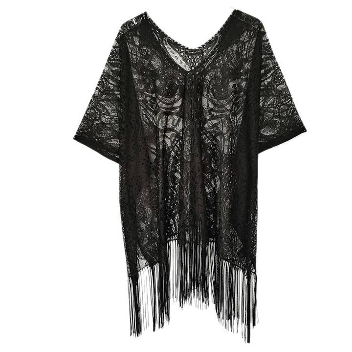 Fashion City - Venta al por mayor Camisola de baño - Mujer - Poncho de encaje con flecos