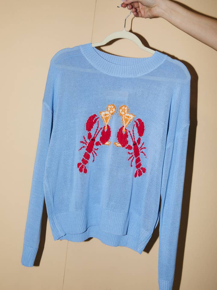 ROUND NECK LONG SLEEVE 'LOBSTER' GRAPHIC SWEATER for wholesale by Sunday Edition by LE LIS