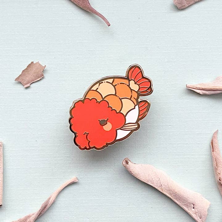 Alum and Ink - Wholesale Lapel Pin/Button - Ranchu Goldfish Enamel Pin1