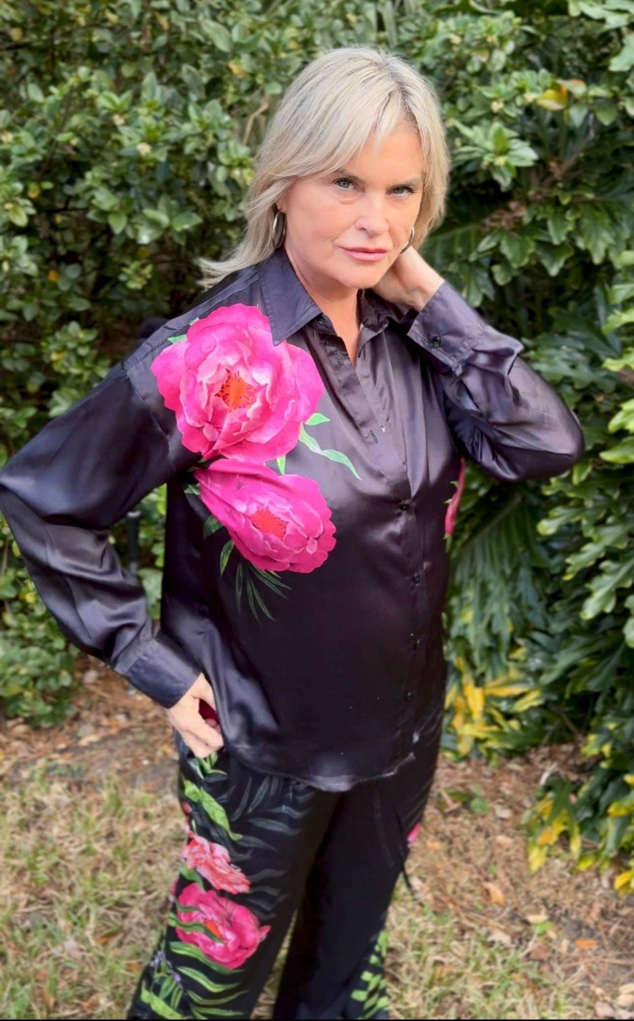 Paryse Style - Wholesale Top & Pant Set (NOT Loungewear) - Women's - Midnight Garden Japanese Silk Set | True 38" Inseam3