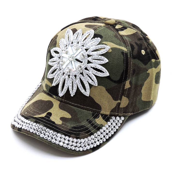 Diacly - Wholesale Baseball Cap - Women's - Big Flower Rhinestone Cap