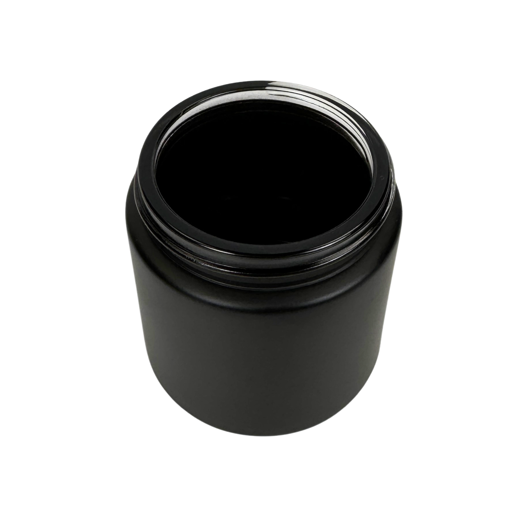 The Bottle Shoppe - Wholesale Jar - 4oz Black Matte Glass Jar Straight Sided w/Brushed Gold Lid 5