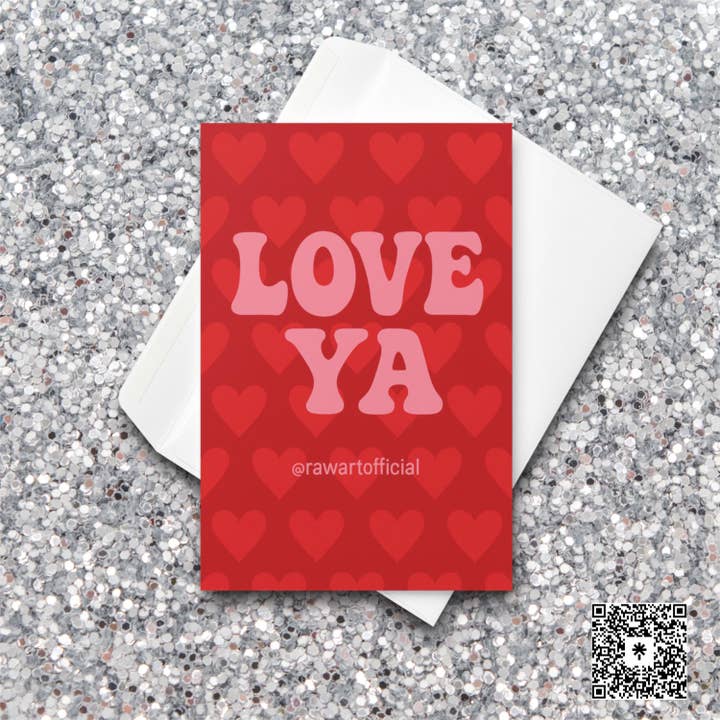 Carte Love Ya • Carte de vœux rétro imprimée cœur pour la Saint-Valentin pour la vente par Hot Mess Paper Co.