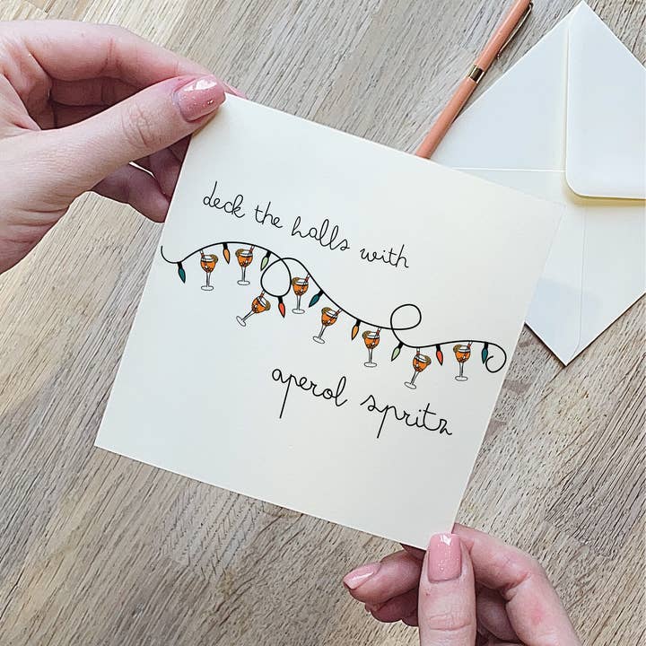 Deck The Halls With Aperol Spritz Christmas Card for wholesale by Alphabet Studios