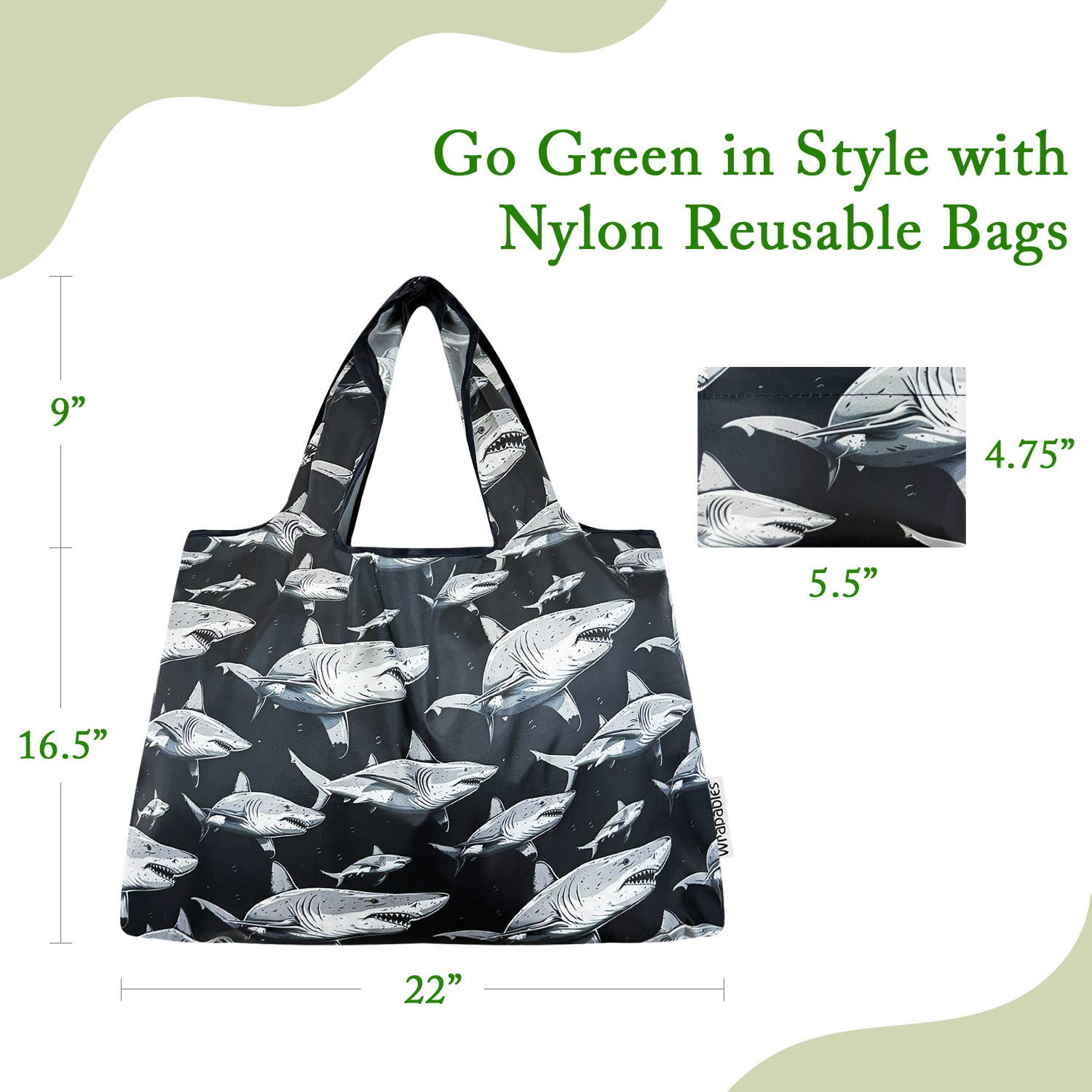 Wrapables.com - Vente Sacs de course/à provisions - Sac de courses réutilisable en nylon grand format Wrapables31