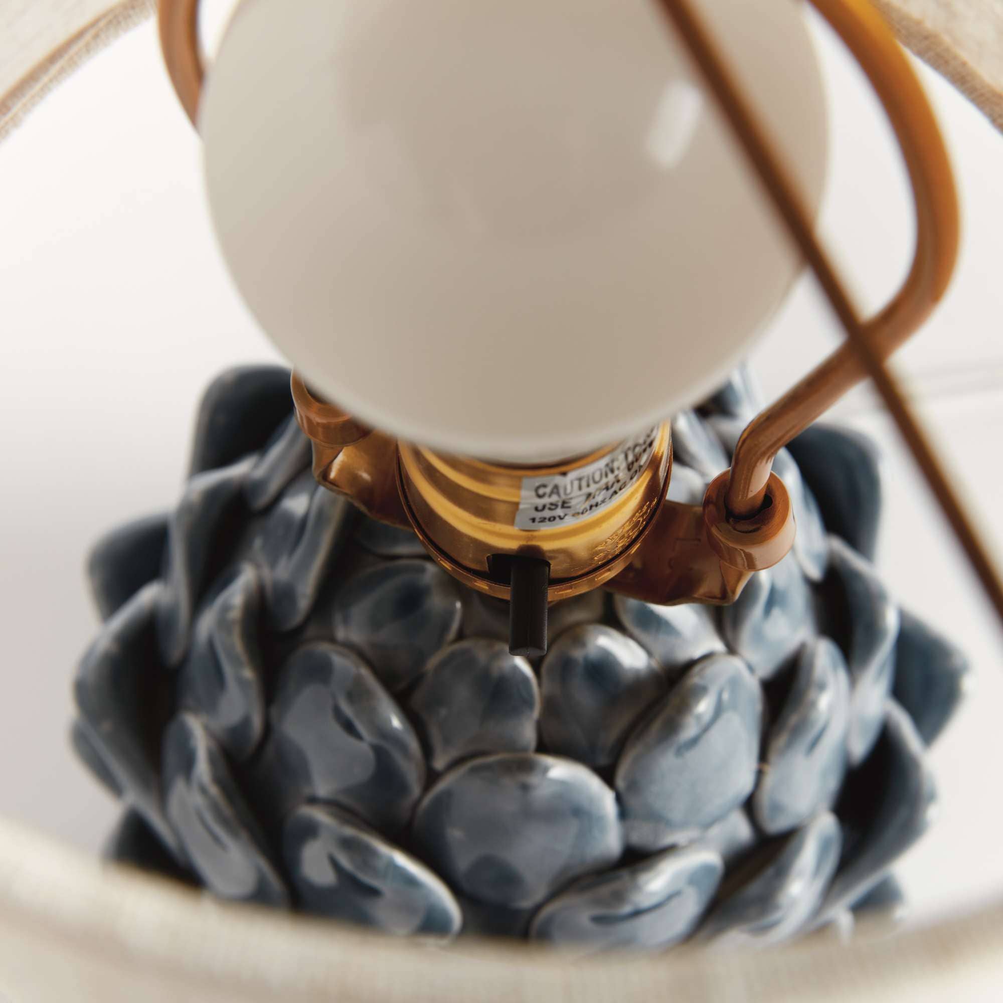 Napa Home & Garden - Wholesale Accent/Desk Lamp - Declan Lamp - Blue Ceramic & Linen Lamp - Artichoke - 11"5