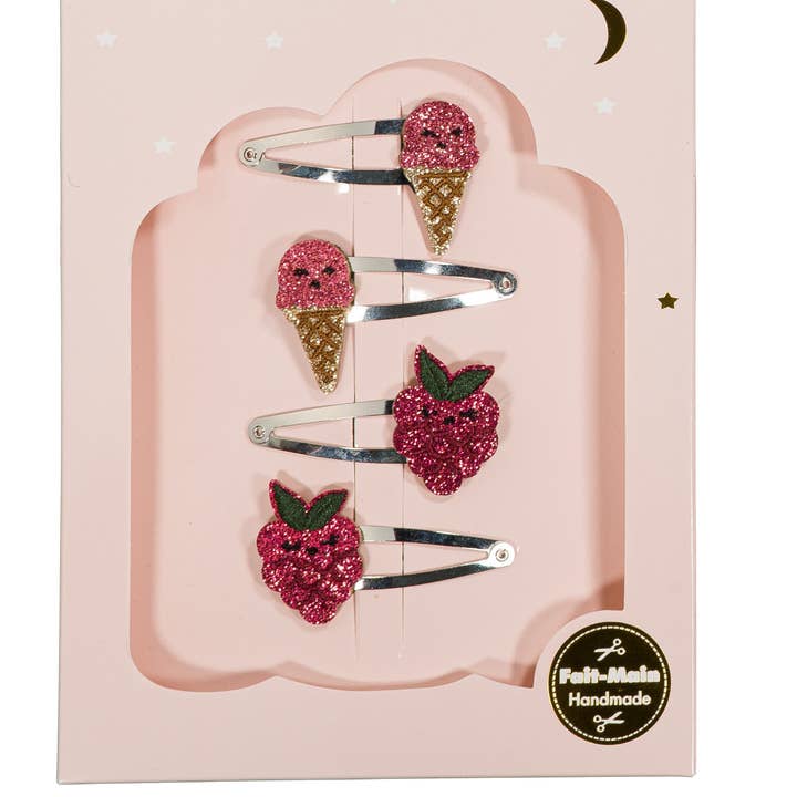 Blush-Set - Haarspangen Berry & Himbeereis für den Großhandel von Luciole et Petit Pois