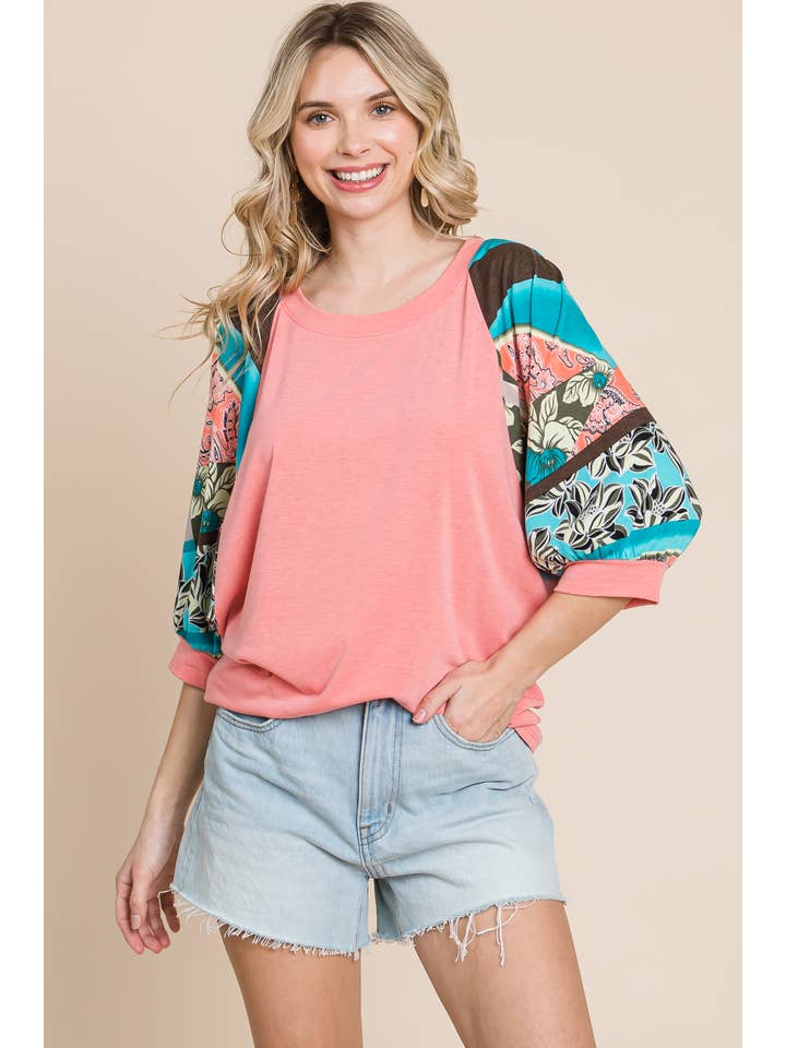 Coral ETK-8905-PL Plus Size Solid T/R Span Casual Top for wholesale on Faire