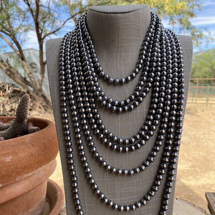 Nizhonitradersllc - Wholesale Beaded/Pearl Necklace - 8mm Sterling Silver Navajo Pearl Style Beaded Necklace