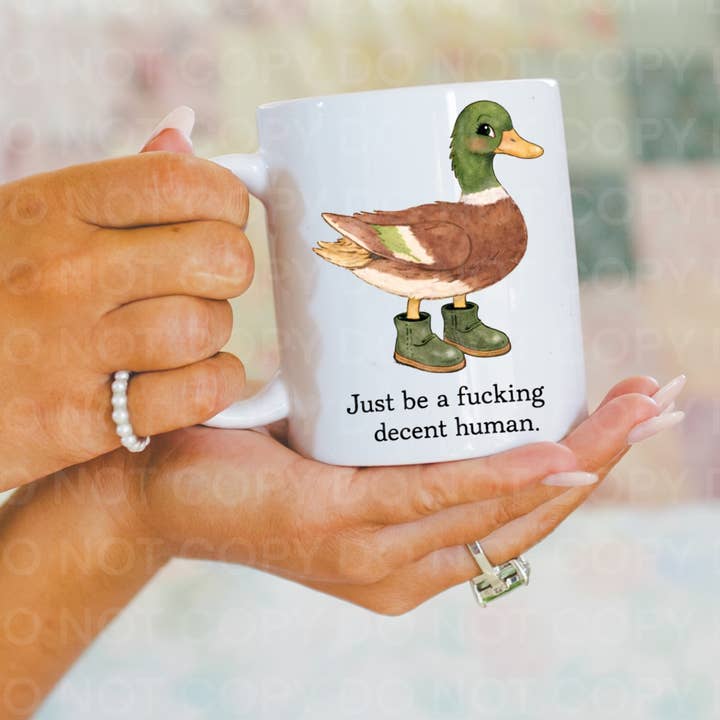 Be a F*cking Decent Human Coffee Mug for wholesale by Ace the Pitmatian Co