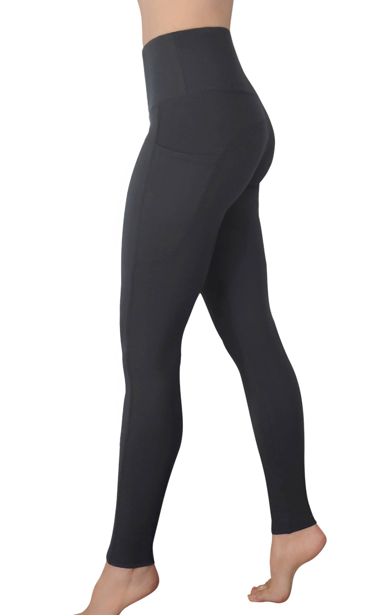 Comfy Yoga - Vendita all'ingrosso Leggings sportivi/loungewear - Donna - Grafite - Leggings a vita alta con tasche3