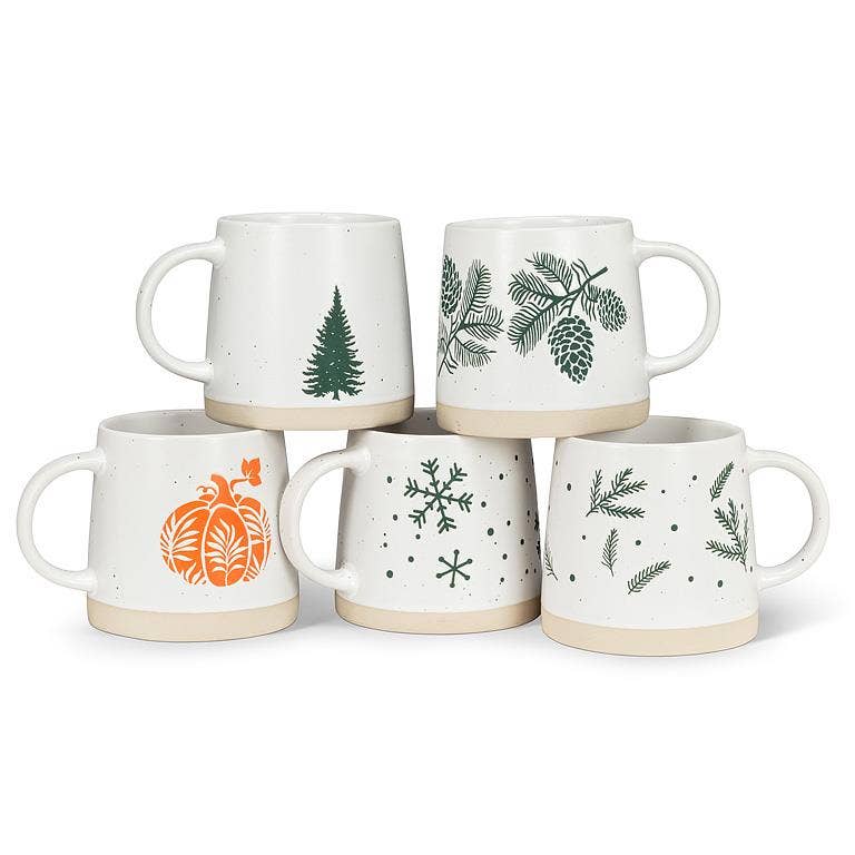 Abbott - Wholesale Coffee Mug - Wide Base Mug with Pine Branches-3.5"H(14oz)2