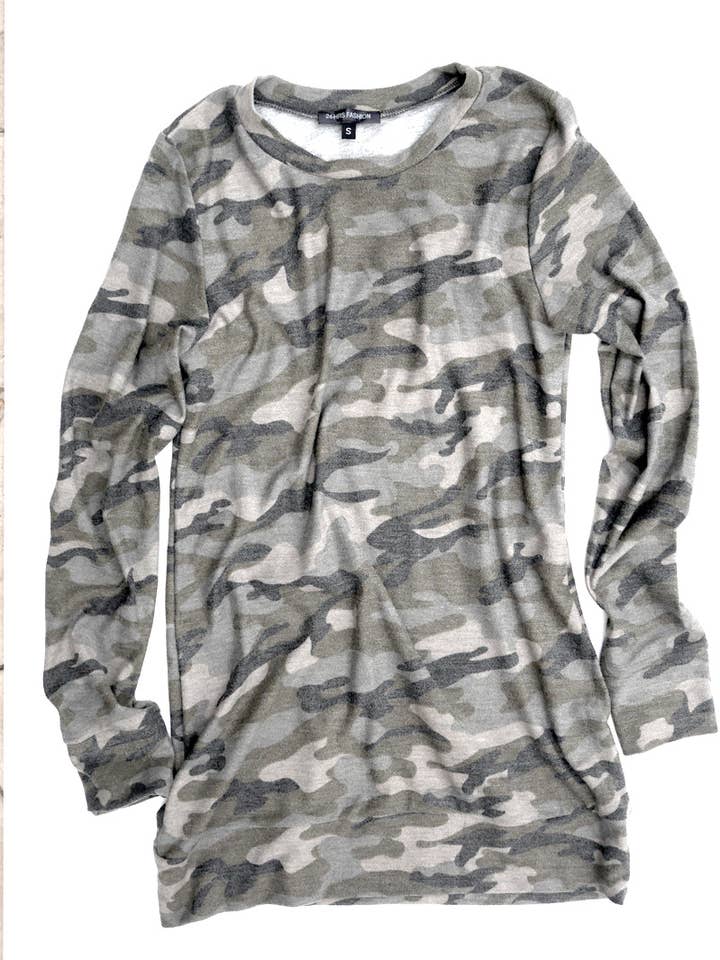 French Terry trui met camo, S-XL voor wholesale door 24-Hrs Fashion