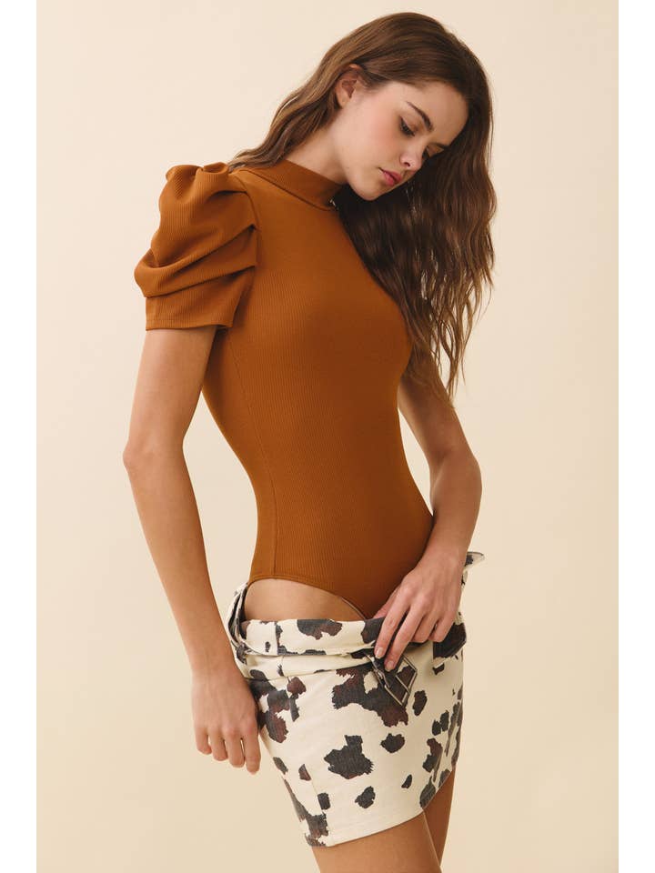 TCEC - Wholesale Bodysuit - Women's - CT6595-Stretch Knit Short Puff Sleeve Bodysuit4