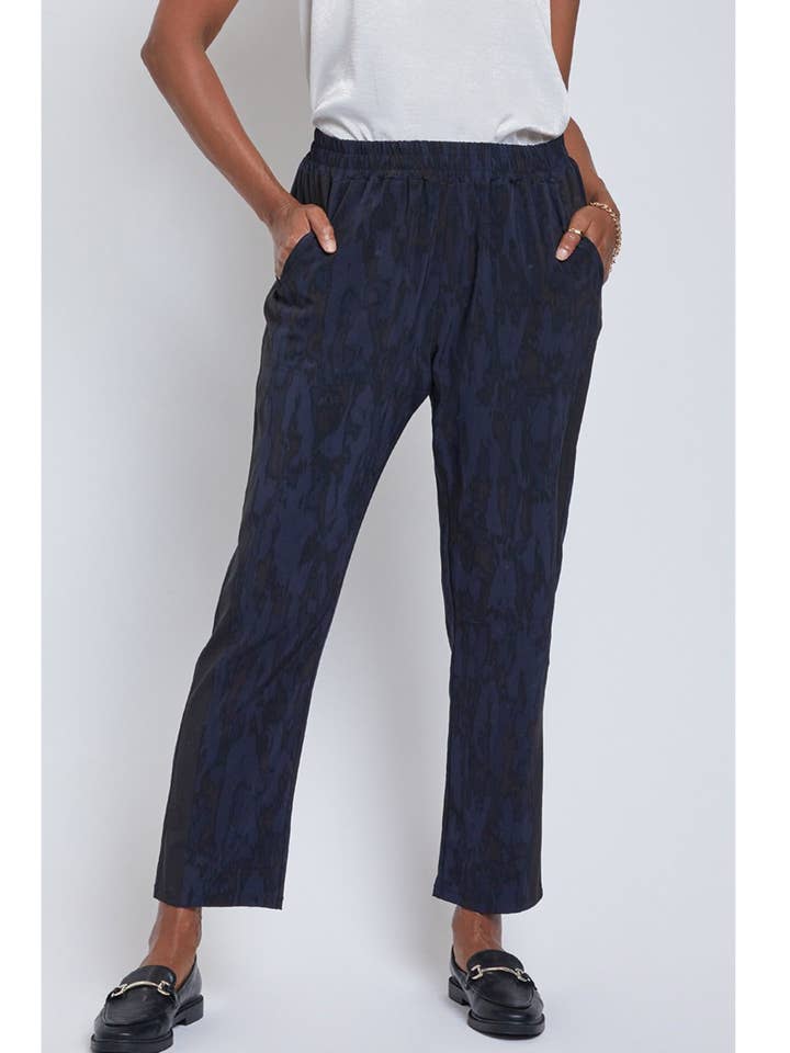 YMI – Calças de treino/corrida casuais – Mulher por atacado – Calças Jogger de Tecido Techno com Perna Reta e Painel Lateral-WP1062T15