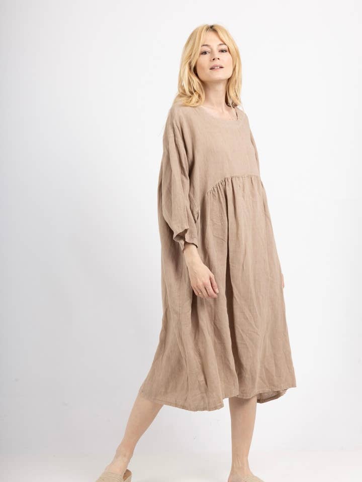 Vestido 69247 talla única 100 % lino para venta al por mayor de la maison des fibres naturelles