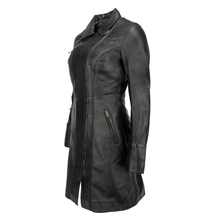 schwarz Urban 5884 Janice 3/4-Lederjacke aus Lammleder für Damen für den Großhandel auf Faire1