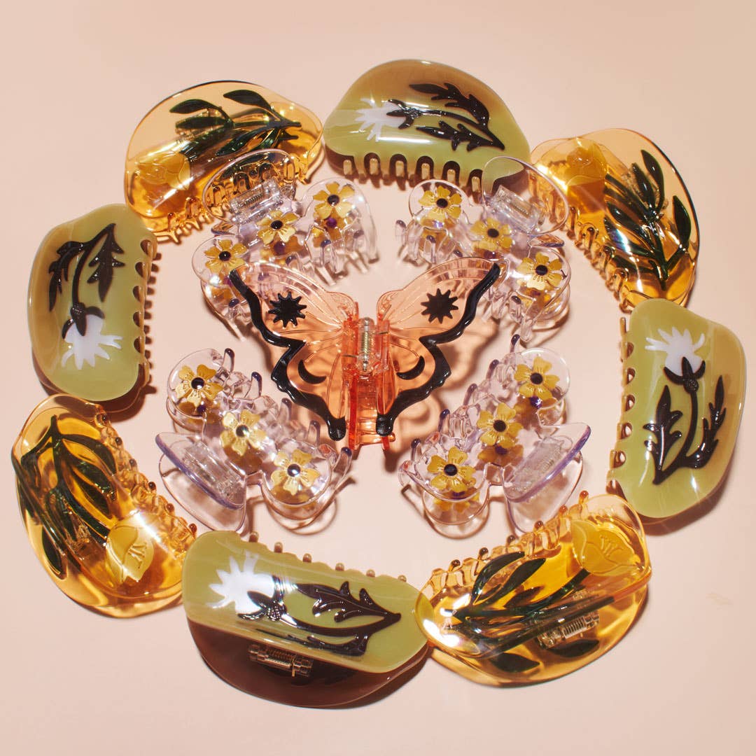 WINONA IRENE - Wholesale Hair Clip - Women's - Women's Orange Acetate Monarch Butterfly Hair Claw Clip6