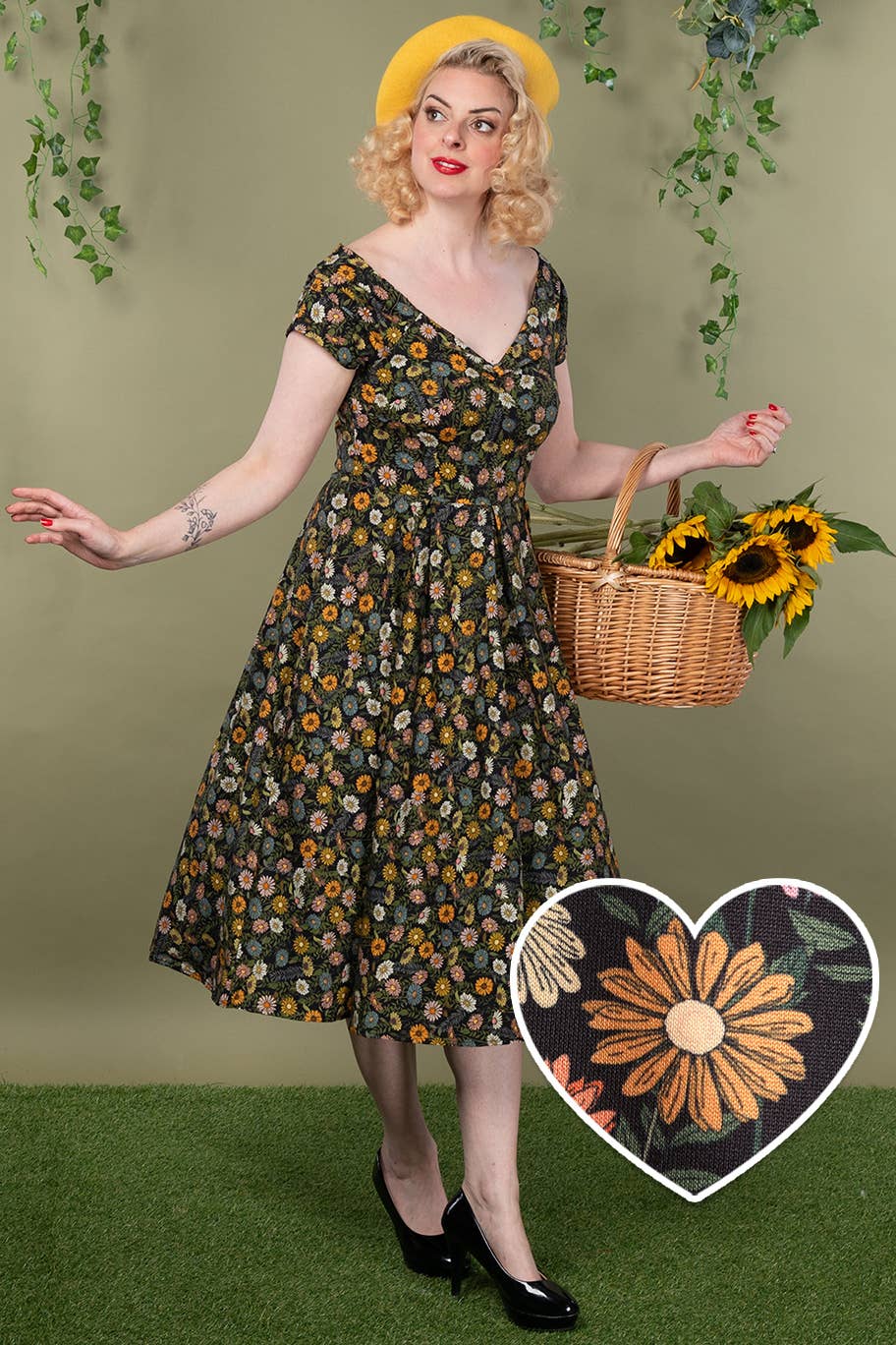 Dolly & Dotty – wholesale Dress – Women's – Lily Black Wildflower Off-Shoulder Dress8