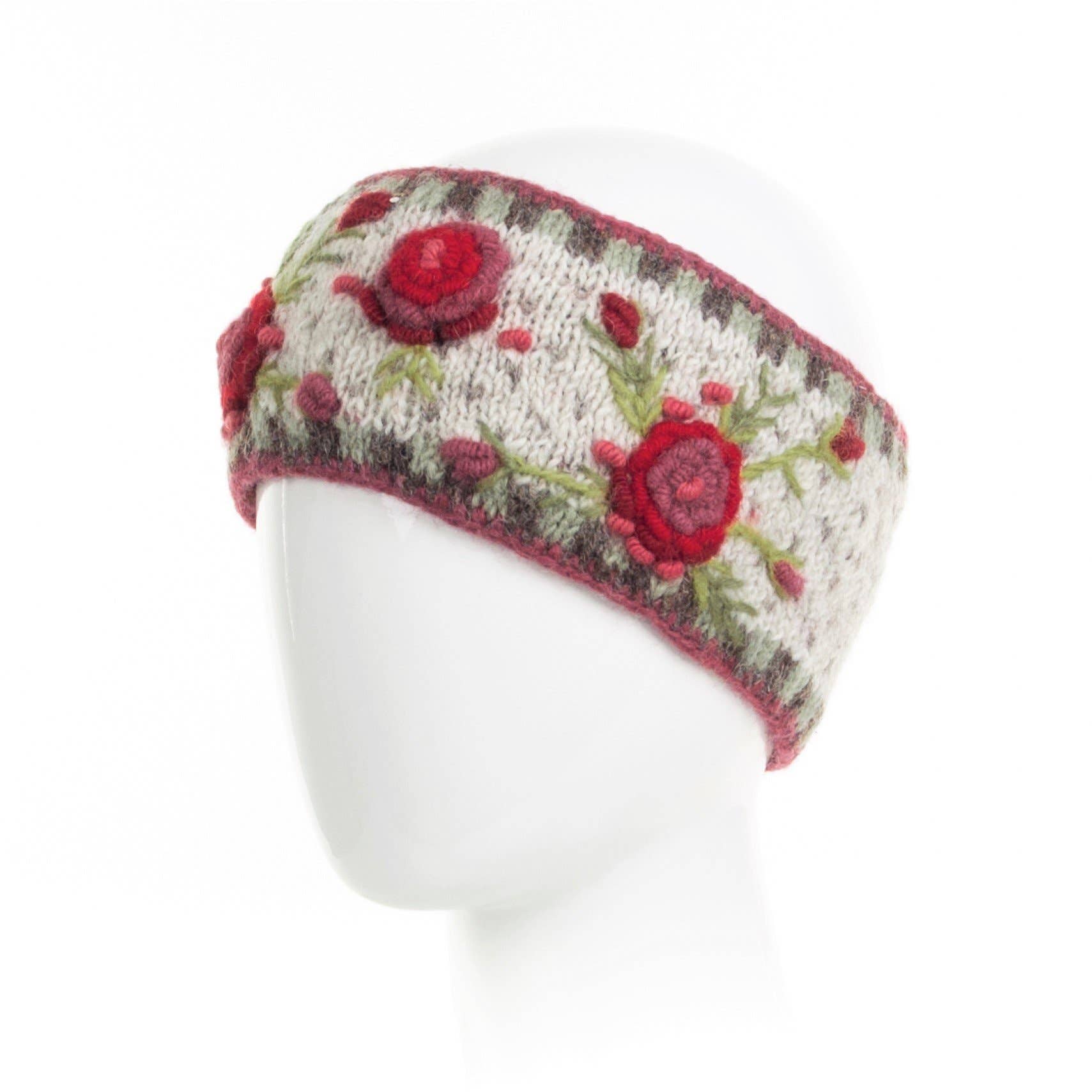 Lost Horizons Knitwear – Ships from USA - Wholesale Fashion Headband - Women's - Aubrey Headband - Hand Knit Wool Floral Embroidery5