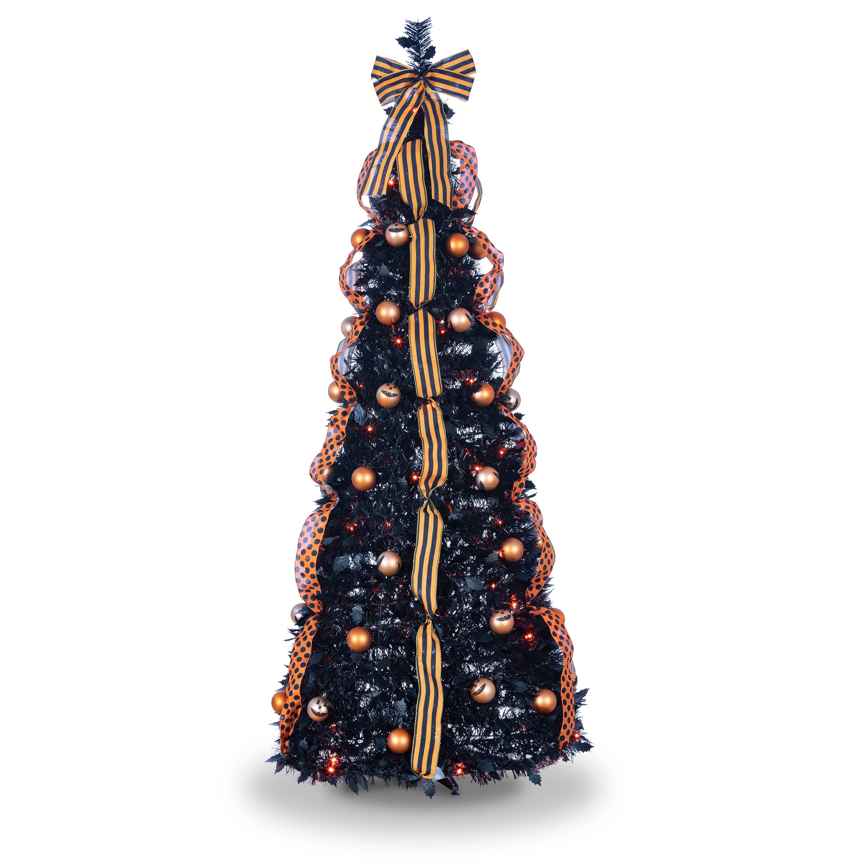 The Gerson Companies - Wholesale Artificial Christmas Tree - Gerson Our spooky 6 Foot Black Pop Up Pre Lit Halloween Tree0