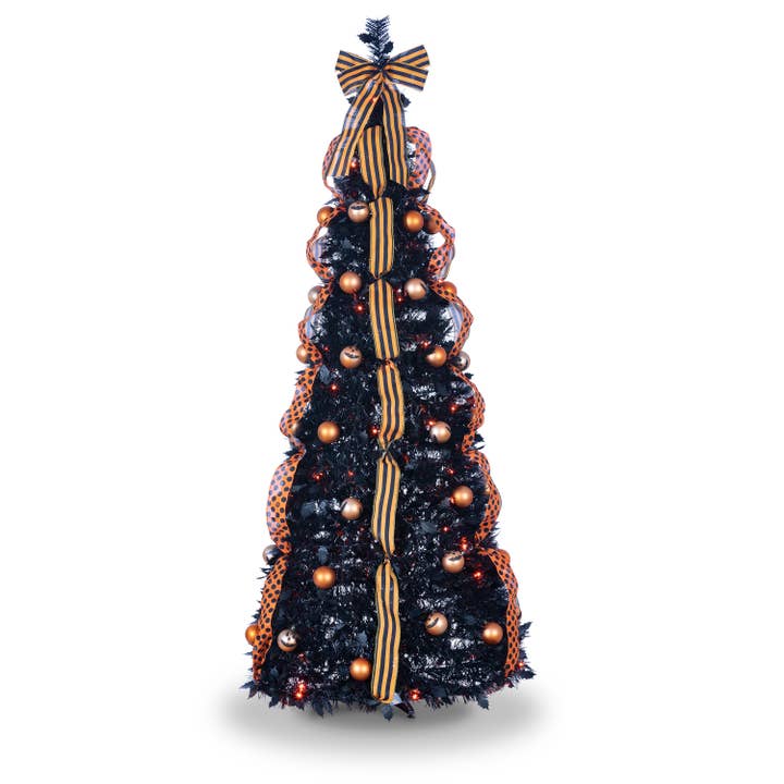The Gerson Companies - Wholesale Artificial Christmas Tree - Gerson Our spooky 6 Foot Black Pop Up Pre Lit Halloween Tree
