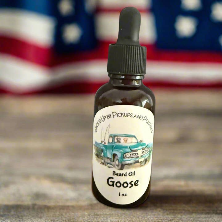 Huile à barbe Goose pour la vente par Pickups And Ponytails