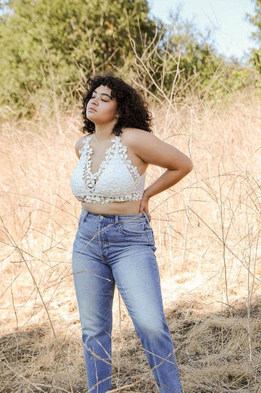 Dainty Daisy Crochet Bralette - White for wholesale on Faire5