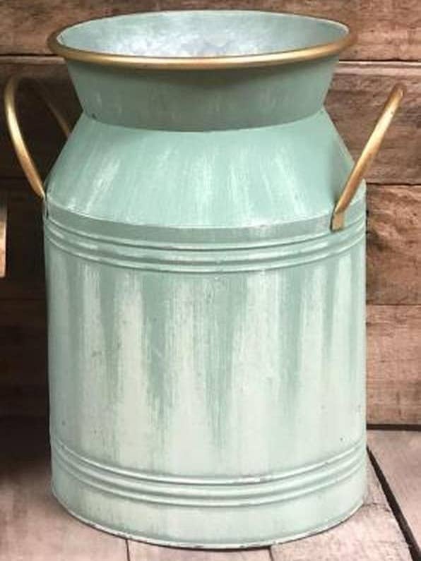 Light Green/Gold Trim Milk Can for wholesale by DNS Designs