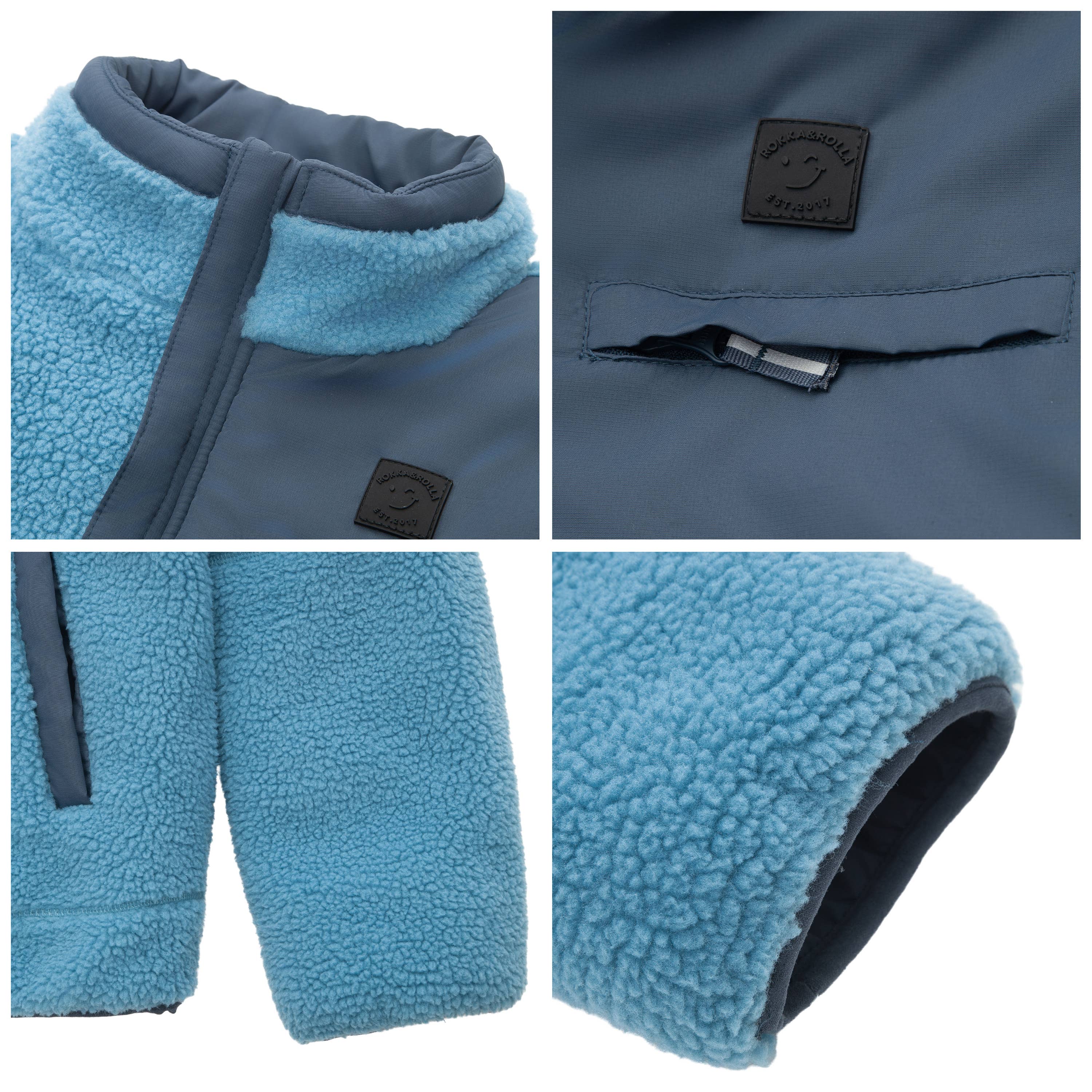 Rokka & Rolla - Wholesale Puffer Jacket - Kids - Boys' Reversible Quilted Jacket Fleece Puffer Coat35