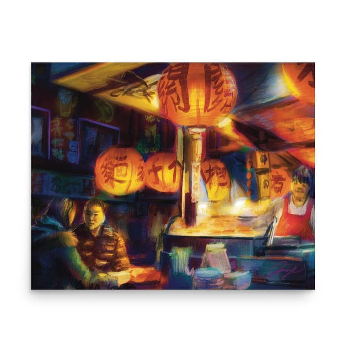 JoyousJoyfulJoyness - Wholesale Painting/Drawing - "Taiwanese Night Market": Painting of a Taiwanese Night Market [Unfoiled]0