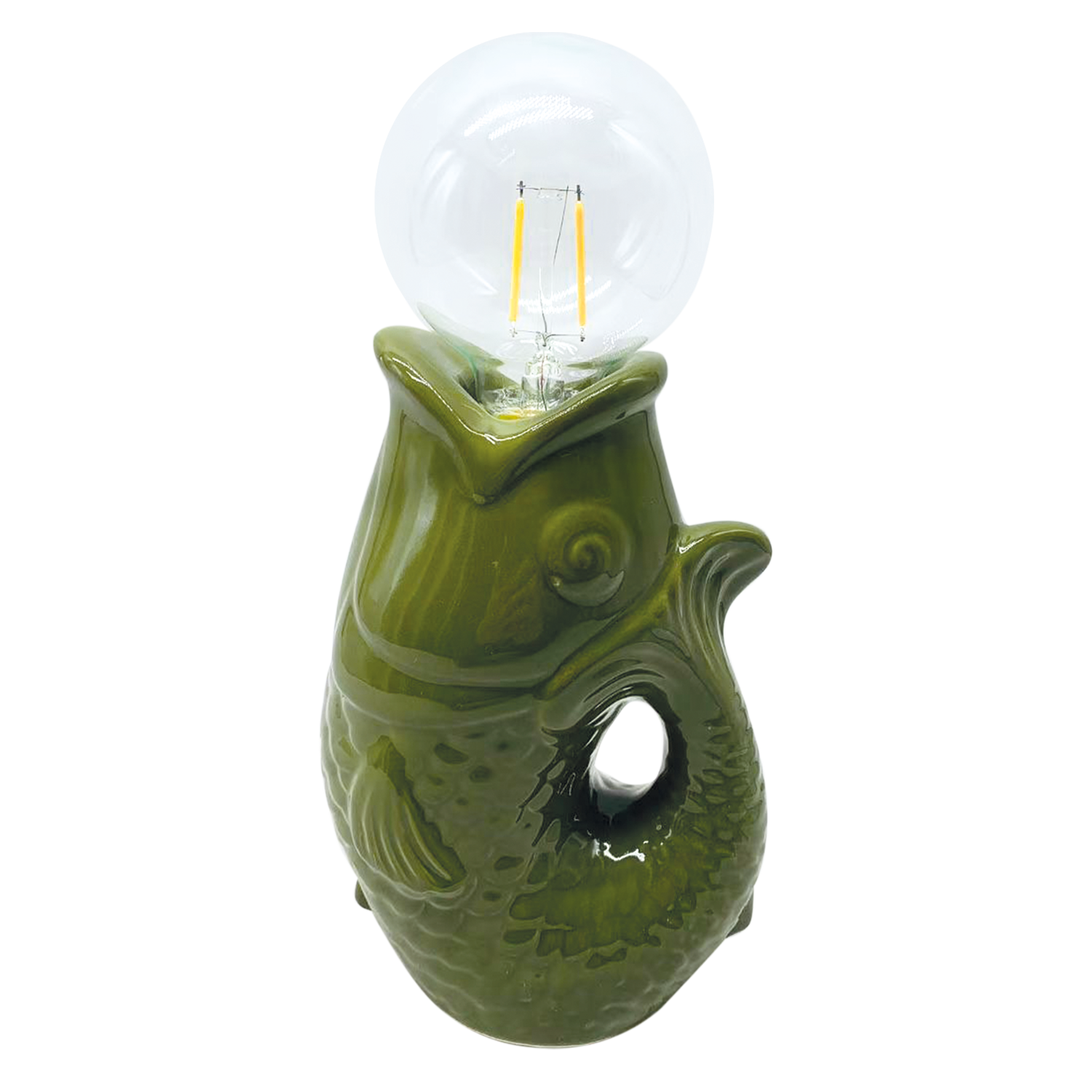 Opjet Paris - Wholesale Accent/Desk Lamp - Khaki fish LED decoration with batteries L13.5 W8.2 H27cm0