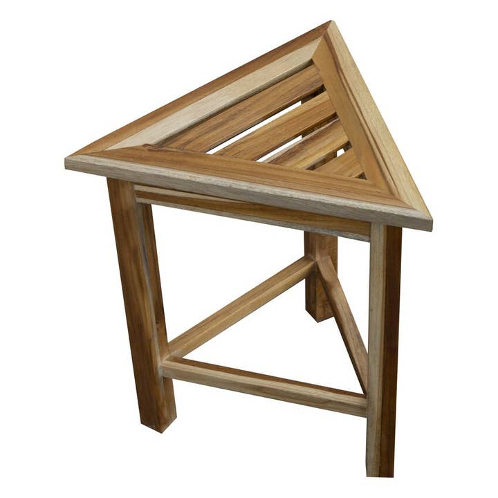 HomeRoots - Wholesale Bench - Hotel Natural Teak 18" Triangle Corner Shower Bench or Shelf