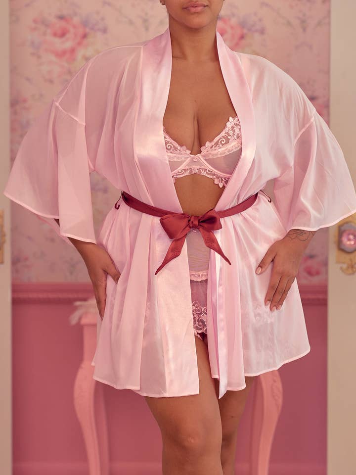 Voight - Wholesale Robe - Women's - Be Mine Silk Robe In Pink2