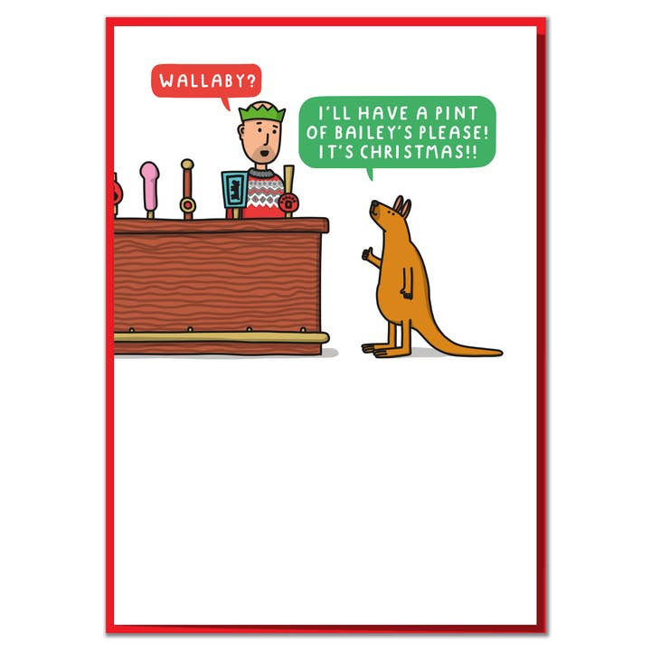 Wallaby Christmas. Funny Christmas Card for wholesale by Mungo And Shoddy
