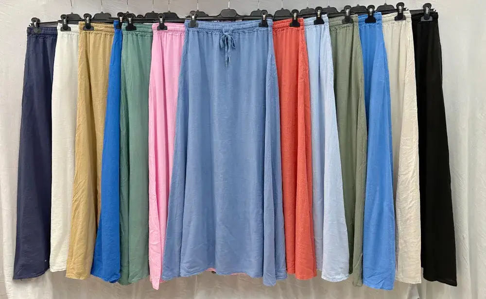 Mimi & Gogo - Wholesale Skirt - Women's - Long linen skirt with two pockets @8628_JLinPoche6