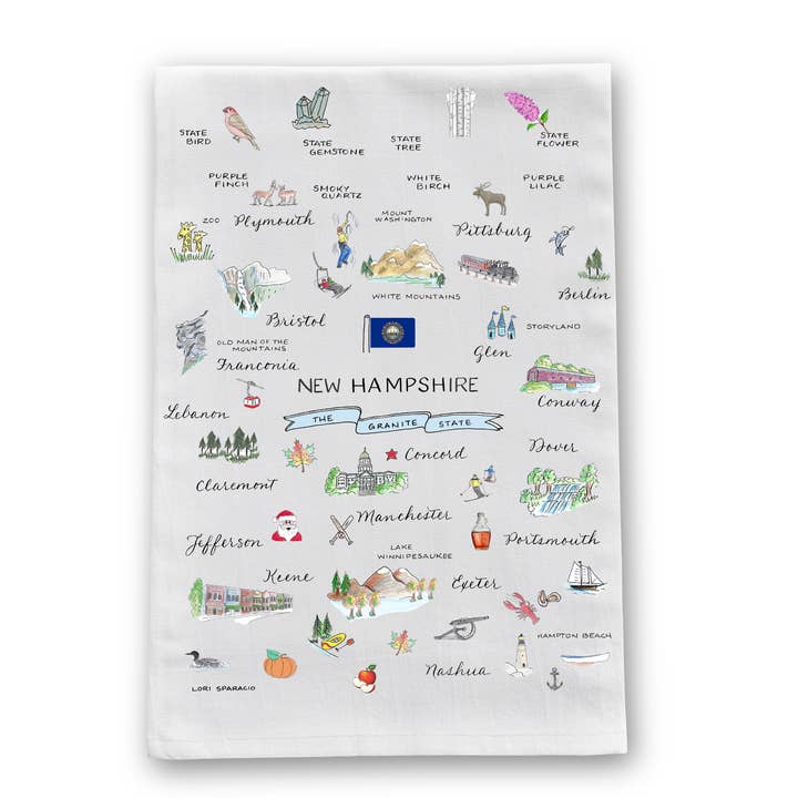 New Hampshire Tea Towel for wholesale by The Write Occasion Calligraphy