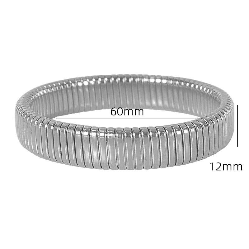 alberalkirk - Wholesale Bangle Bracelet - Titanium Steel Grooved Bangle Elastic Medical-Grade S5P2533